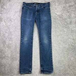 Krew Jeans Men's 32X30* Blue Skinny Slim Fit Dark Denim Stretch Button Fly